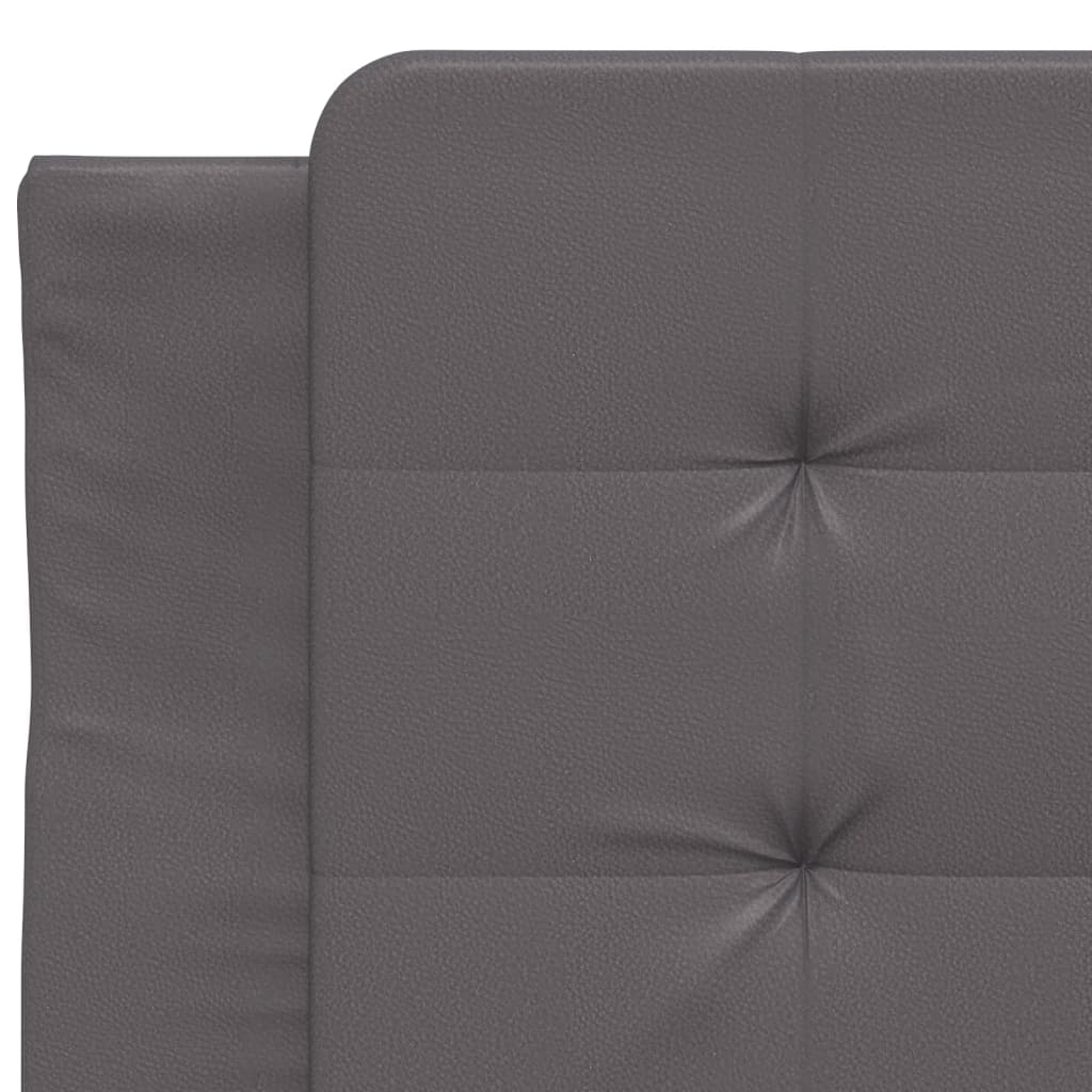 vidaXL Pat cu saltea, gri, 90x190 cm, piele ecologică vidaXL Pat cu saltea, gri, 90x190 cm, piele ecologică