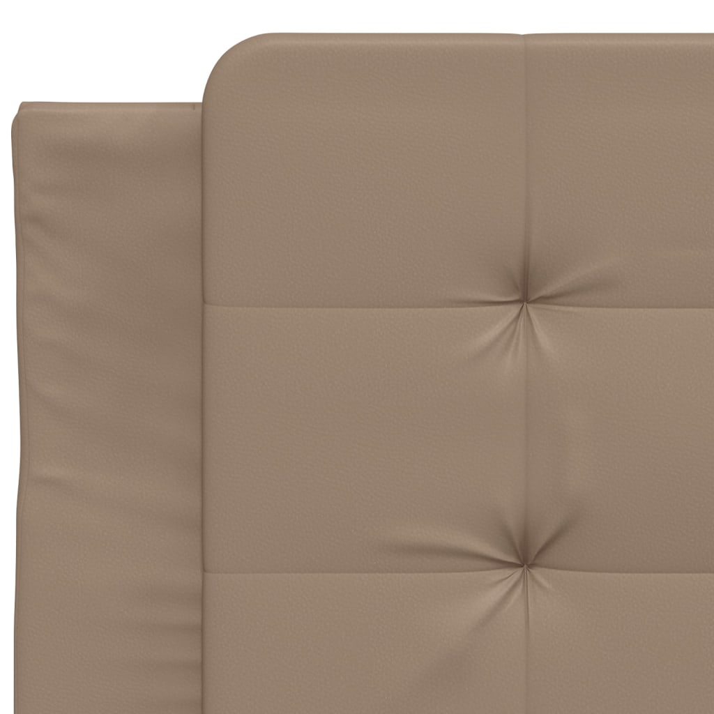 vidaXL Pat cu saltea, cappuccino, 100x200cm piele ecologică