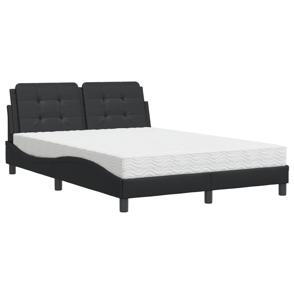 vidaXL Pat cu saltea, negru, 120x200 cm, piele ecologică