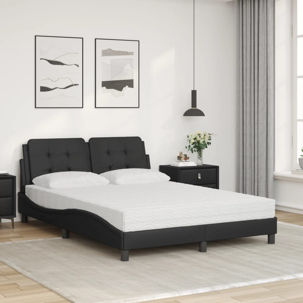vidaXL Pat cu saltea, negru, 120x200 cm, piele ecologică