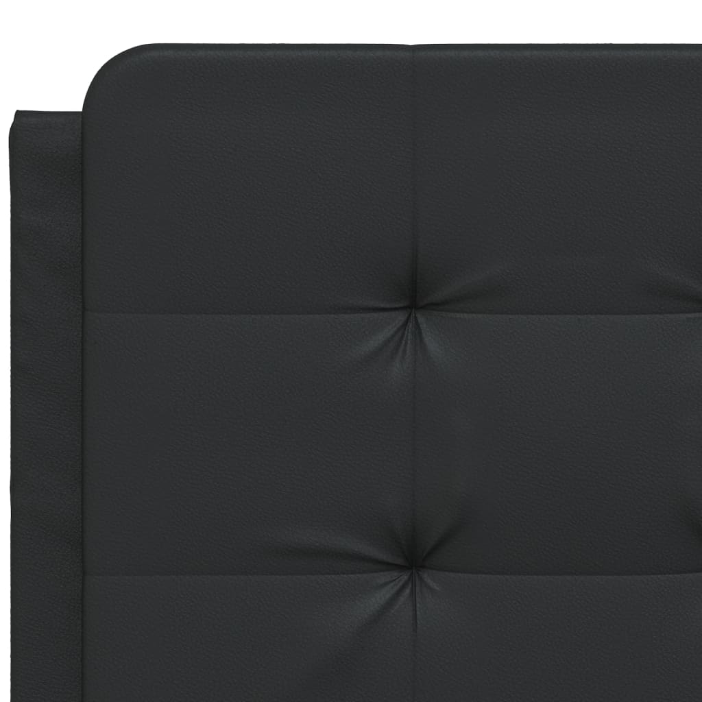 vidaXL Pat cu saltea, negru, 140x190 cm, piele ecologică