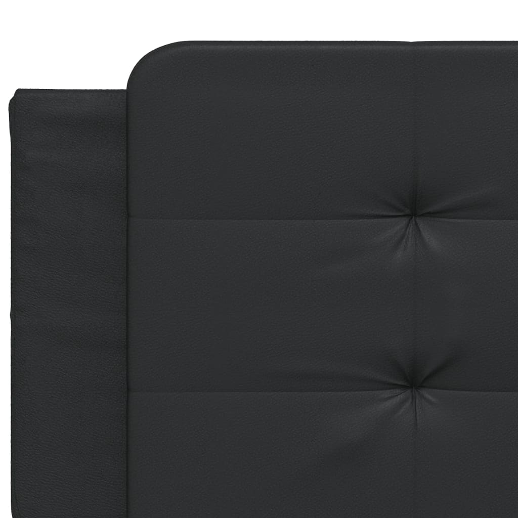 vidaXL Pat cu saltea, negru, 160x200 cm, piele ecologică