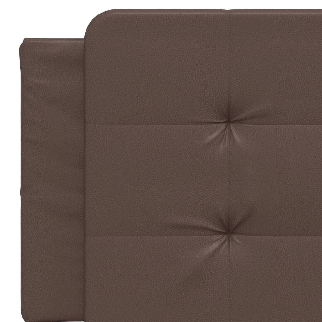 vidaXL Pat cu saltea, maro, 160x200 cm, piele ecologică vidaXL Pat cu saltea, maro, 160x200 cm, piele ecologică