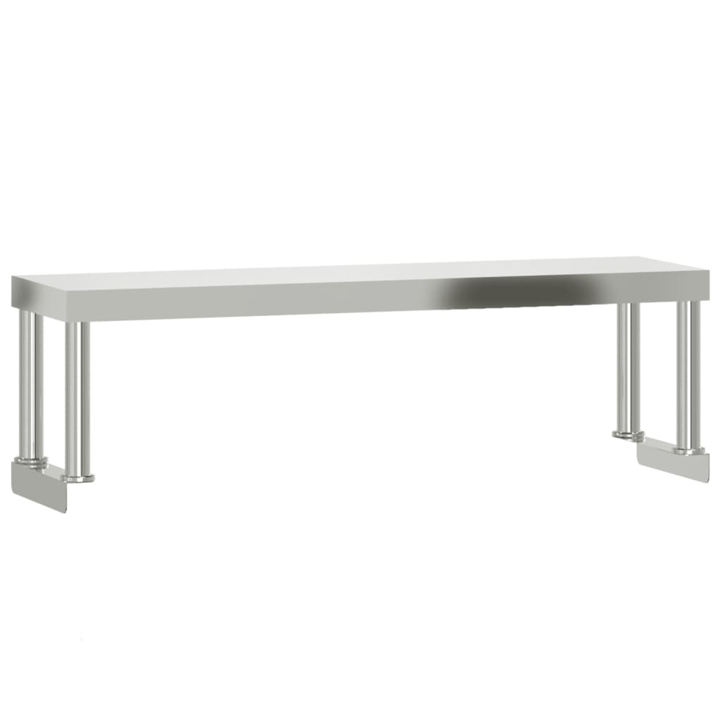 vidaXL Masă bucătărie cu raft superior, 110x30x120 cm, oțel inoxidabil
