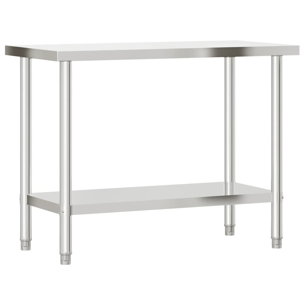 vidaXL Masă bucătărie cu raft superior, 110x55x120 cm, oțel inoxidabil