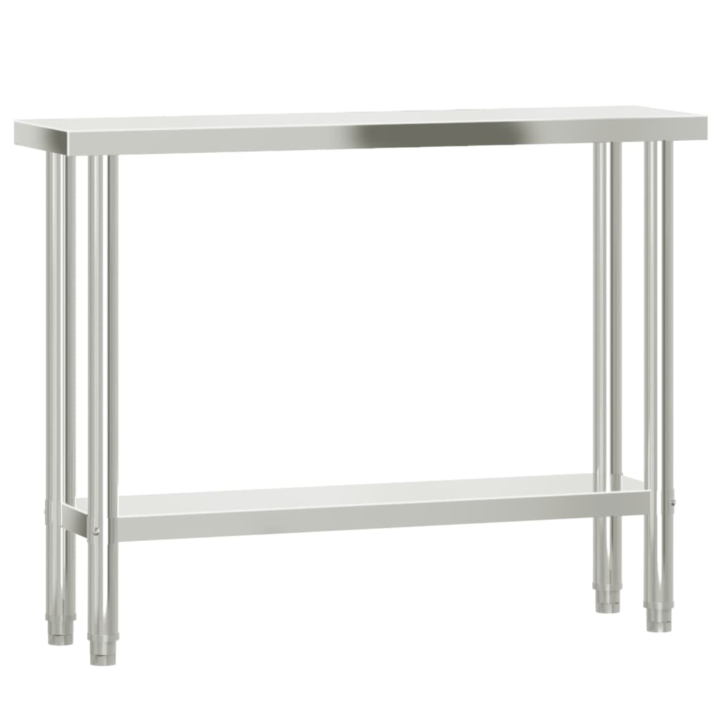 vidaXL Masă bucătărie cu raft superior, 110x30x150 cm, oțel inoxidabil