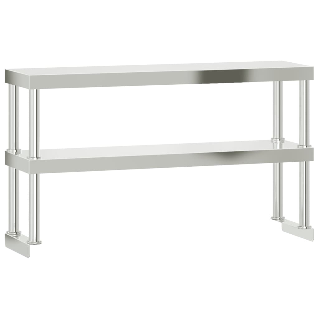 vidaXL Masă bucătărie cu raft superior, 110x30x150 cm, oțel inoxidabil