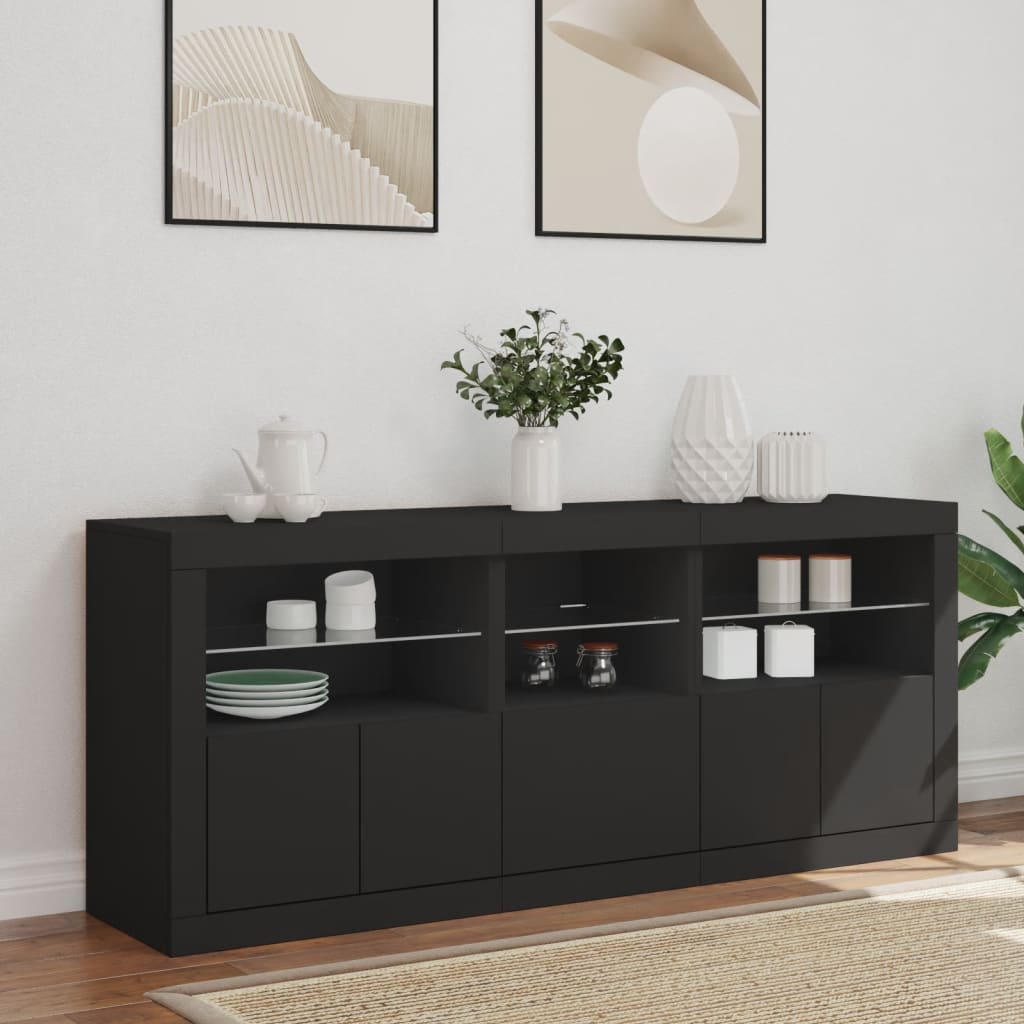 vidaXL Dulap cu lumini LED, negru, 162x37x67 cm vidaXL Dulap cu lumini LED, negru, 162x37x67 cm