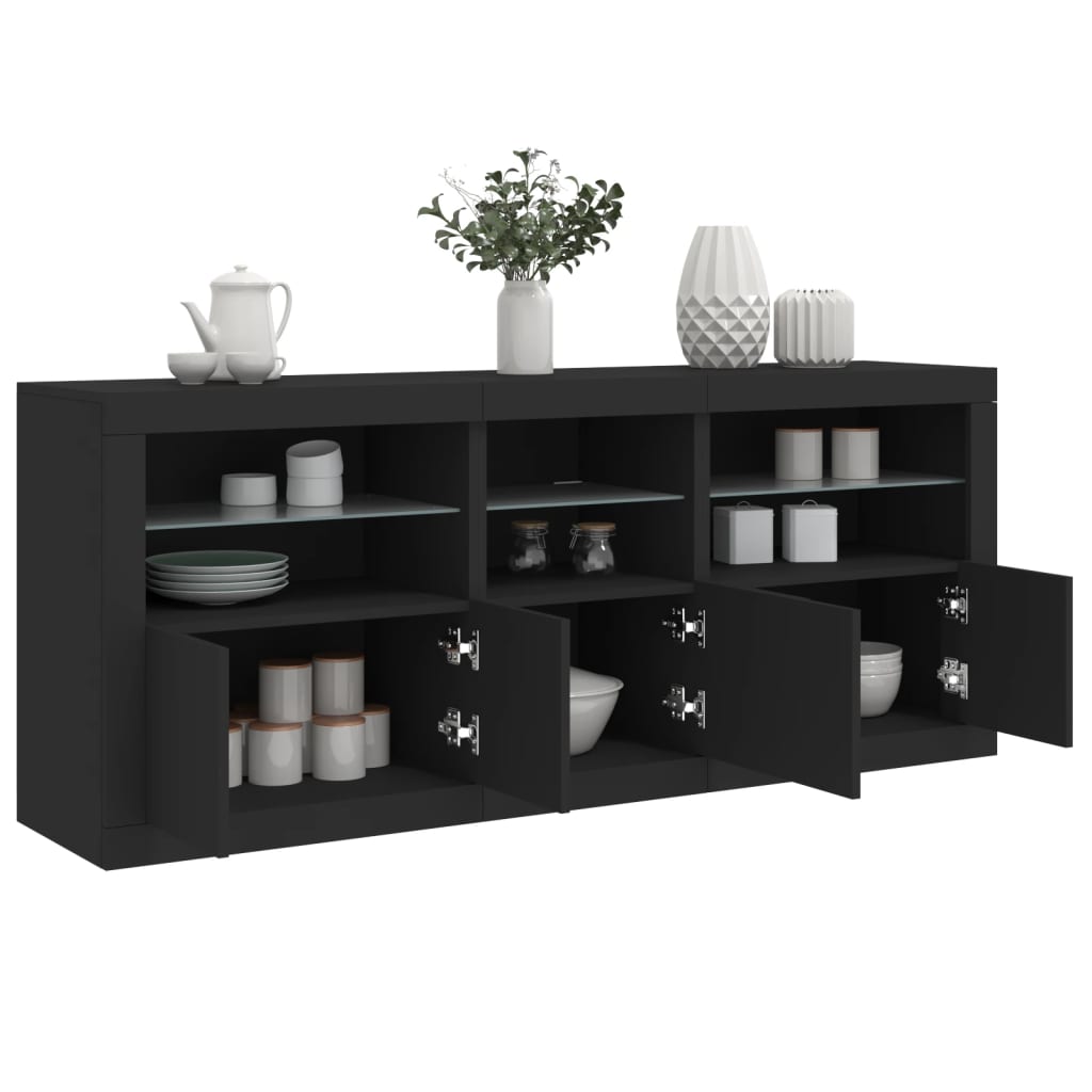 vidaXL Dulap cu lumini LED, negru, 162x37x67 cm vidaXL Dulap cu lumini LED, negru, 162x37x67 cm