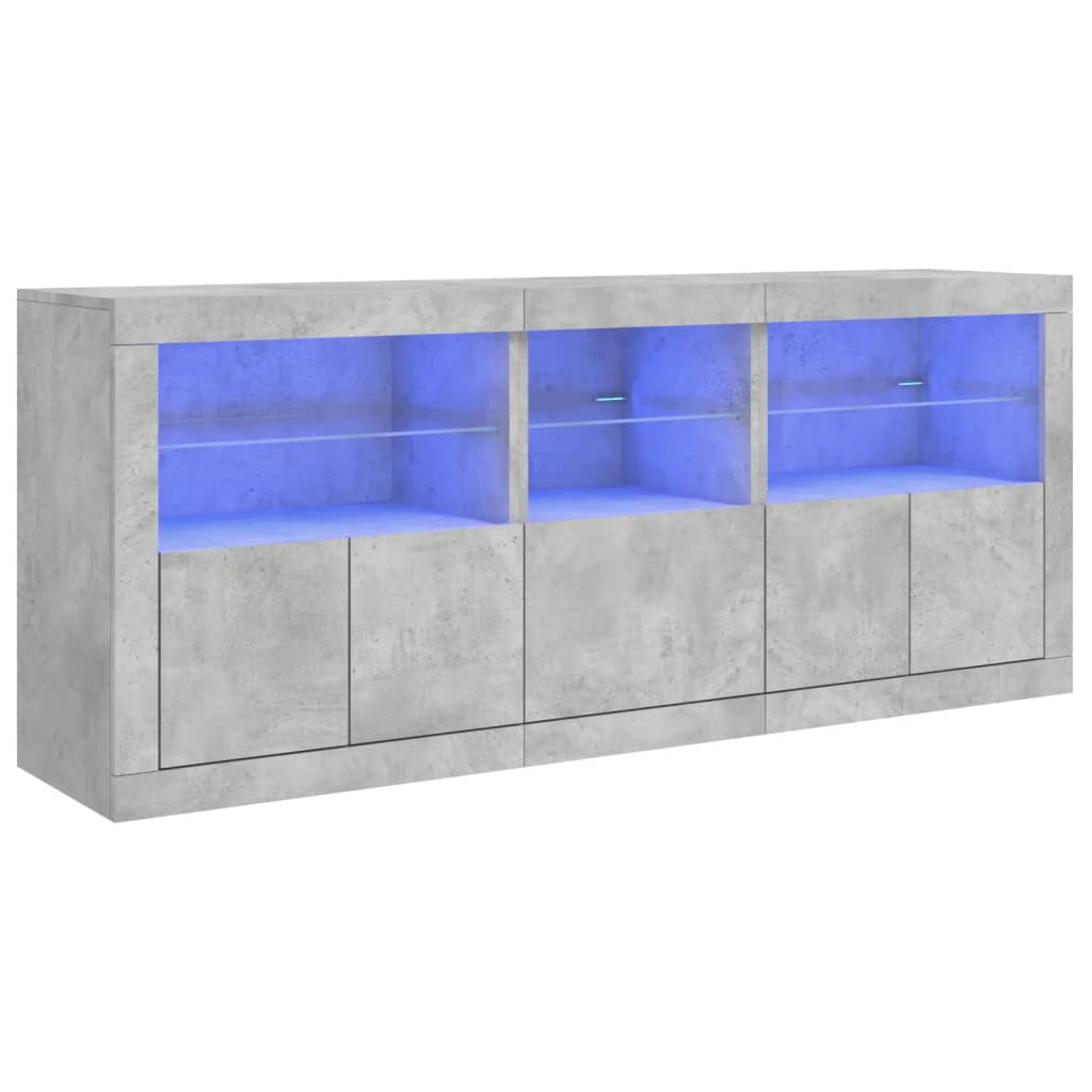 vidaXL Dulap cu lumini LED, gri beton, 162x37x67 cm vidaXL Dulap cu lumini LED, gri beton, 162x37x67 cm