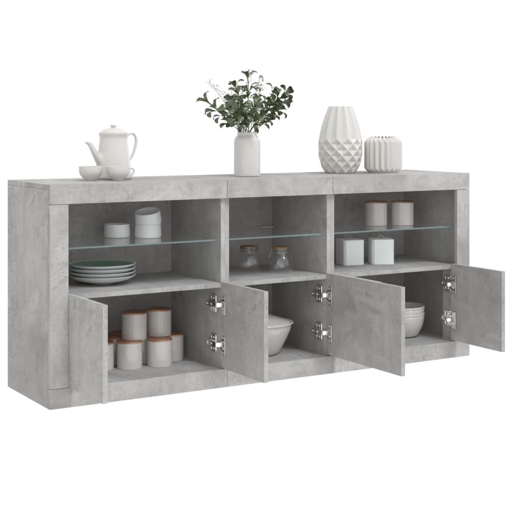 vidaXL Dulap cu lumini LED, gri beton, 162x37x67 cm vidaXL Dulap cu lumini LED, gri beton, 162x37x67 cm