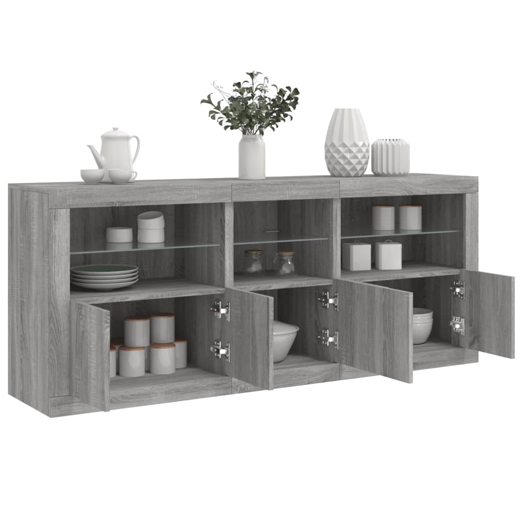 vidaXL Dulap cu lumini LED, gri sonoma, 162x37x67 cm vidaXL Dulap cu lumini LED, gri sonoma, 162x37x67 cm