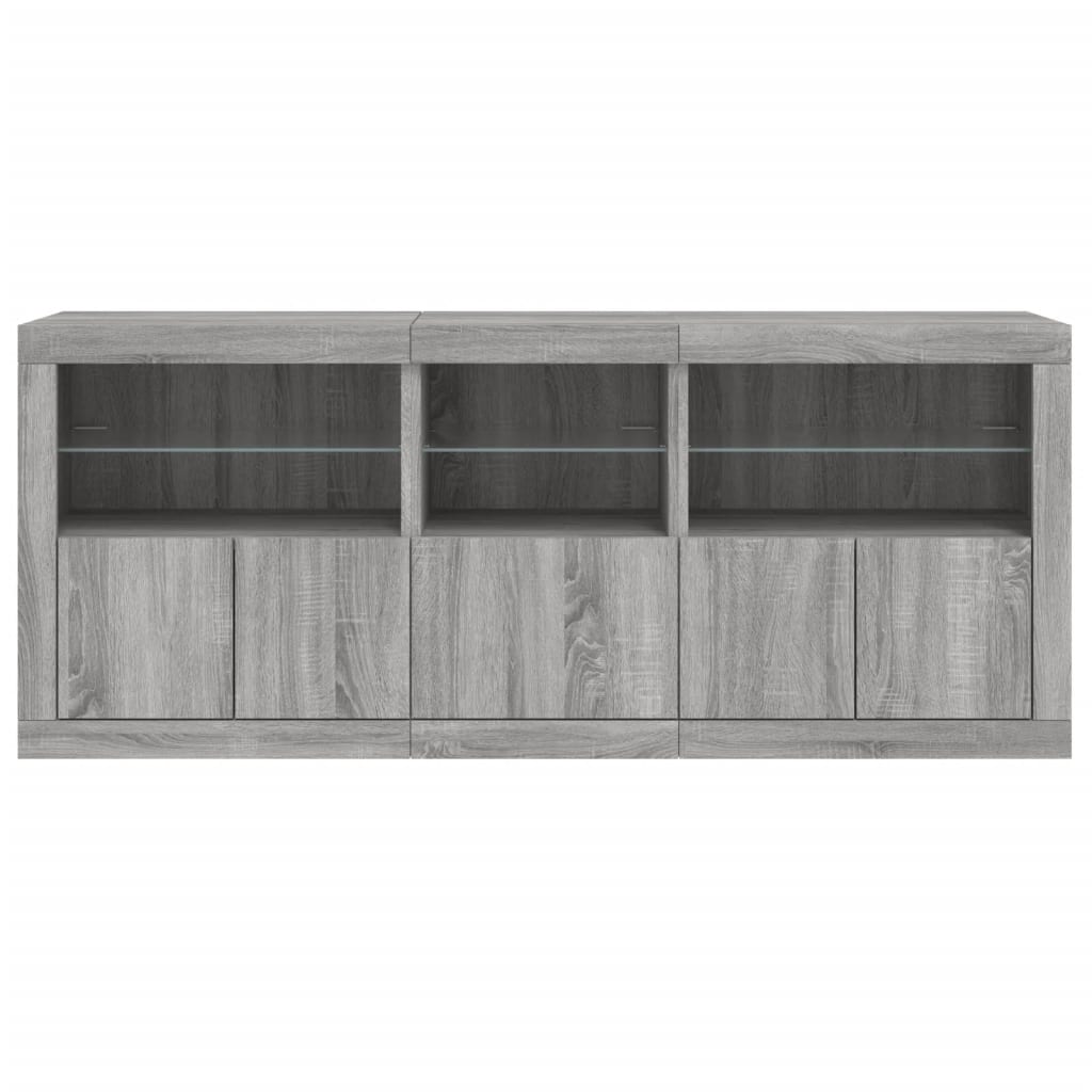 vidaXL Dulap cu lumini LED, gri sonoma, 162x37x67 cm vidaXL Dulap cu lumini LED, gri sonoma, 162x37x67 cm