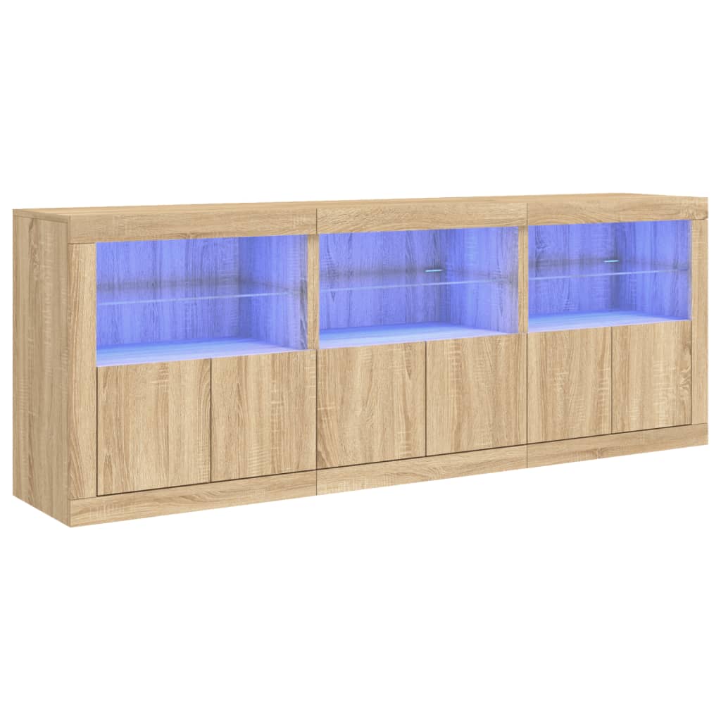 vidaXL Dulap cu lumini LED, stejar sonoma, 181,5x37x67 cm vidaXL Dulap cu lumini LED, stejar sonoma, 181,5x37x67 cm