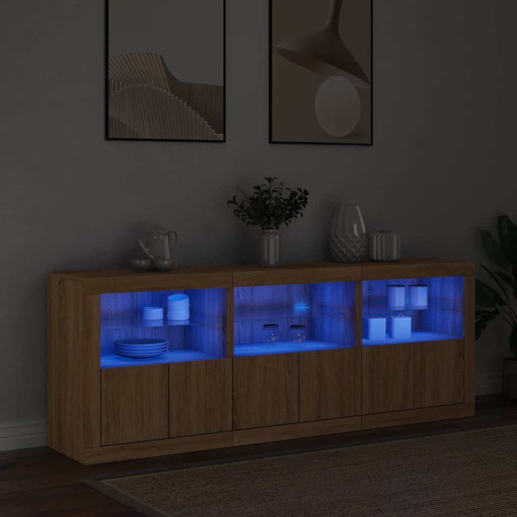 vidaXL Dulap cu lumini LED, stejar sonoma, 181,5x37x67 cm vidaXL Dulap cu lumini LED, stejar sonoma, 181,5x37x67 cm