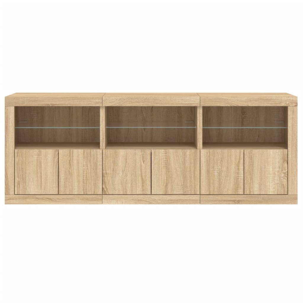 vidaXL Dulap cu lumini LED, stejar sonoma, 181,5x37x67 cm vidaXL Dulap cu lumini LED, stejar sonoma, 181,5x37x67 cm