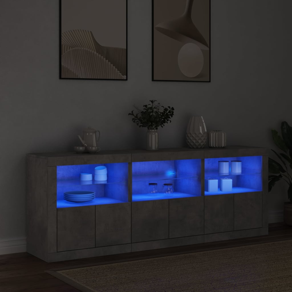 vidaXL Dulap cu lumini LED, gri beton, 181,5x37x67 cm vidaXL Dulap cu lumini LED, gri beton, 181,5x37x67 cm