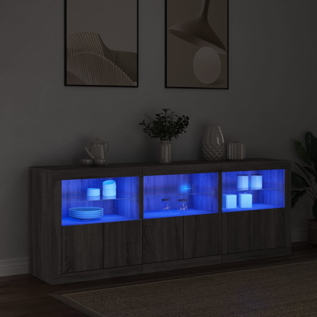 vidaXL Dulap cu lumini LED, gri sonoma, 181,5x37x67 cm vidaXL Dulap cu lumini LED, gri sonoma, 181,5x37x67 cm