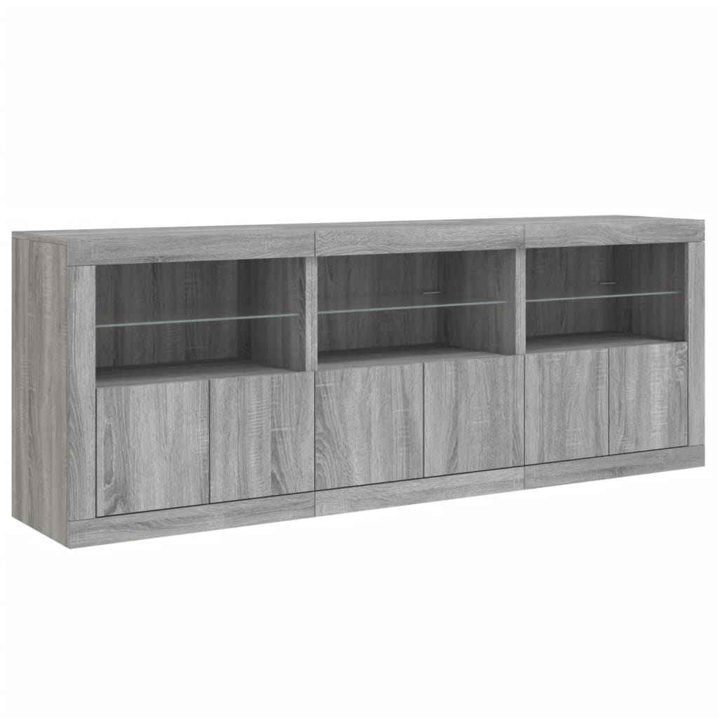 vidaXL Dulap cu lumini LED, gri sonoma, 181,5x37x67 cm vidaXL Dulap cu lumini LED, gri sonoma, 181,5x37x67 cm