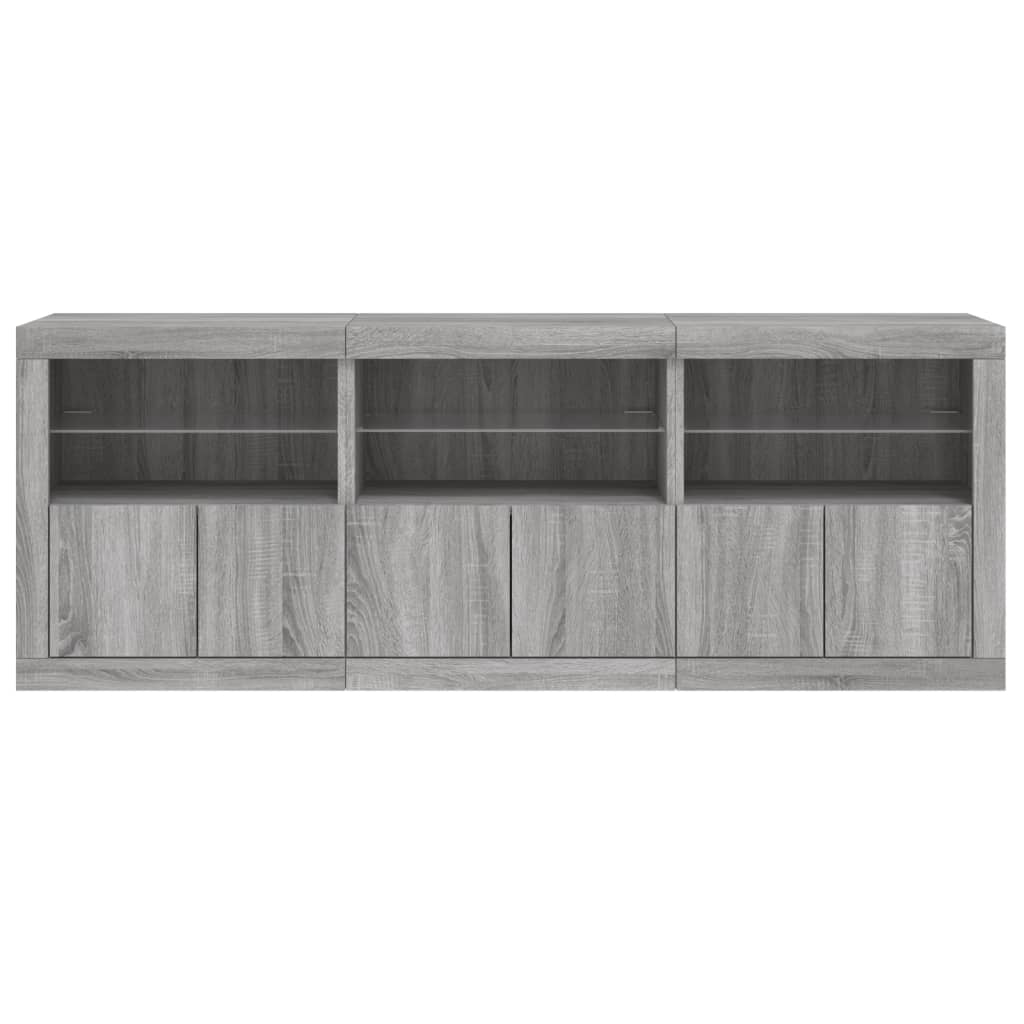 vidaXL Dulap cu lumini LED, gri sonoma, 181,5x37x67 cm vidaXL Dulap cu lumini LED, gri sonoma, 181,5x37x67 cm