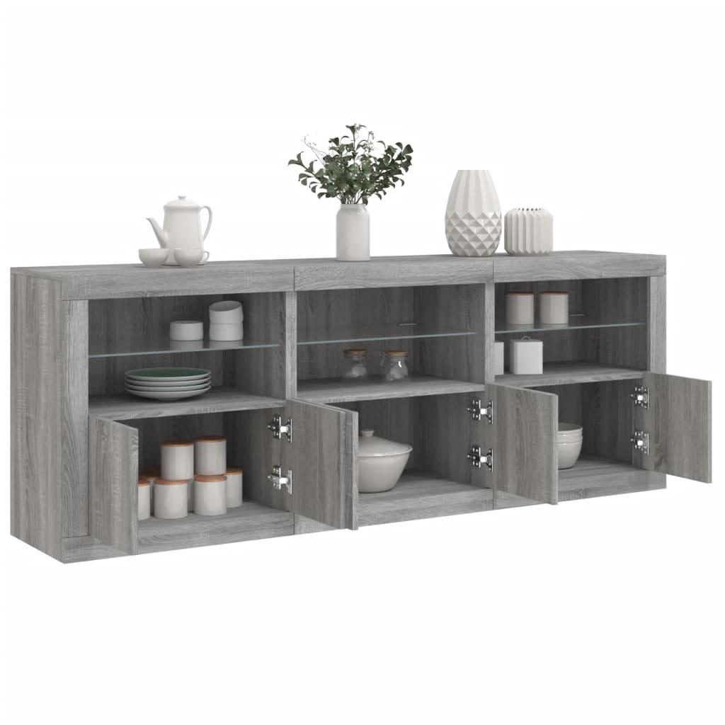 vidaXL Dulap cu lumini LED, gri sonoma, 181,5x37x67 cm vidaXL Dulap cu lumini LED, gri sonoma, 181,5x37x67 cm