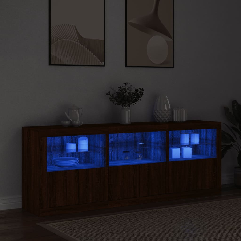 vidaXL Dulap cu lumini LED, stejar maro, 181,5x37x67 cm vidaXL Dulap cu lumini LED, stejar maro, 181,5x37x67 cm