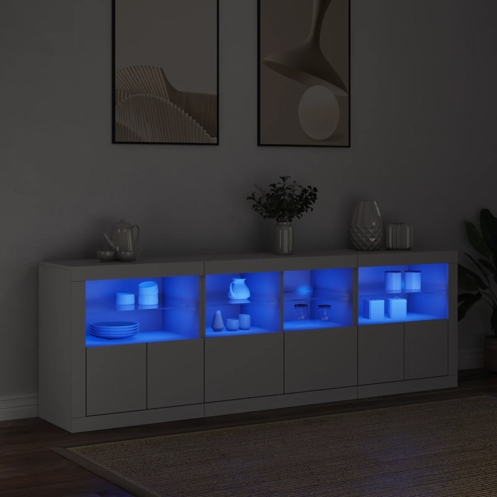vidaXL Dulap cu lumini LED, alb, 202x37x67 cm vidaXL Dulap cu lumini LED, alb, 202x37x67 cm