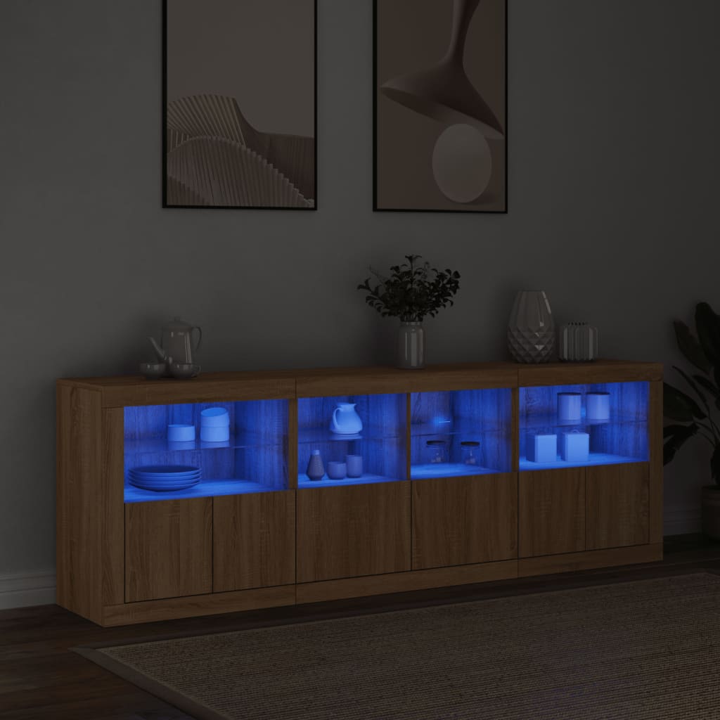 vidaXL Dulap cu lumini LED, stejar sonoma, 202x37x67 cm vidaXL Dulap cu lumini LED, stejar sonoma, 202x37x67 cm