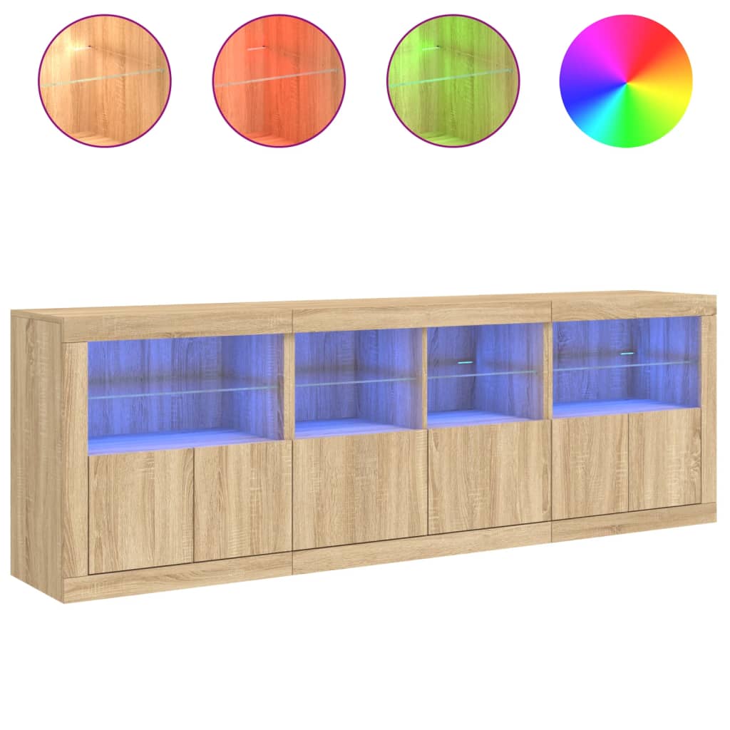 vidaXL Dulap cu lumini LED, stejar sonoma, 202x37x67 cm vidaXL Dulap cu lumini LED, stejar sonoma, 202x37x67 cm