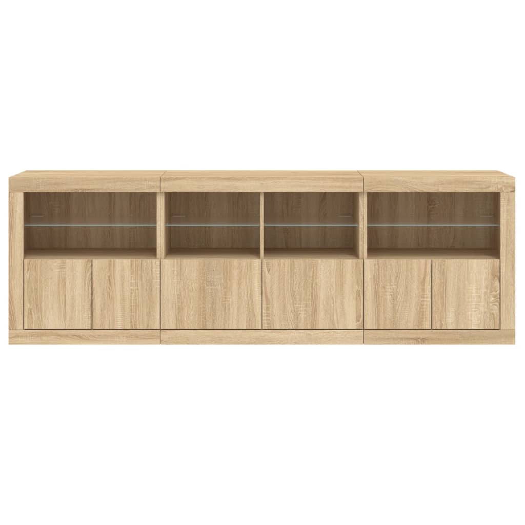 vidaXL Dulap cu lumini LED, stejar sonoma, 202x37x67 cm vidaXL Dulap cu lumini LED, stejar sonoma, 202x37x67 cm