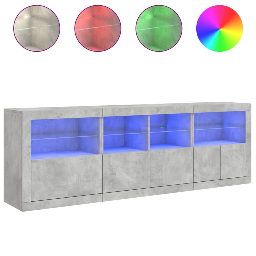 vidaXL Dulap cu lumini LED, gri beton, 202x37x67 cm vidaXL Dulap cu lumini LED, gri beton, 202x37x67 cm