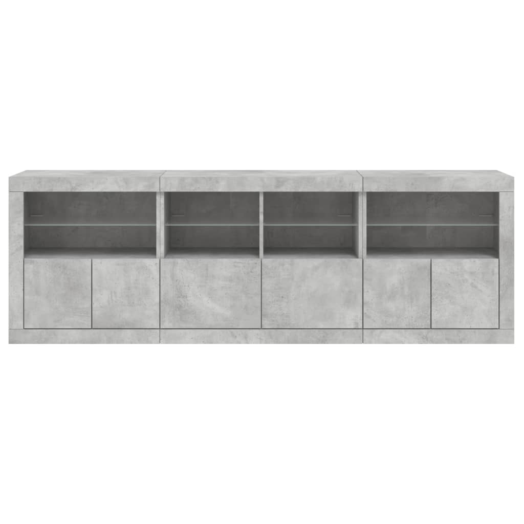 vidaXL Dulap cu lumini LED, gri beton, 202x37x67 cm vidaXL Dulap cu lumini LED, gri beton, 202x37x67 cm