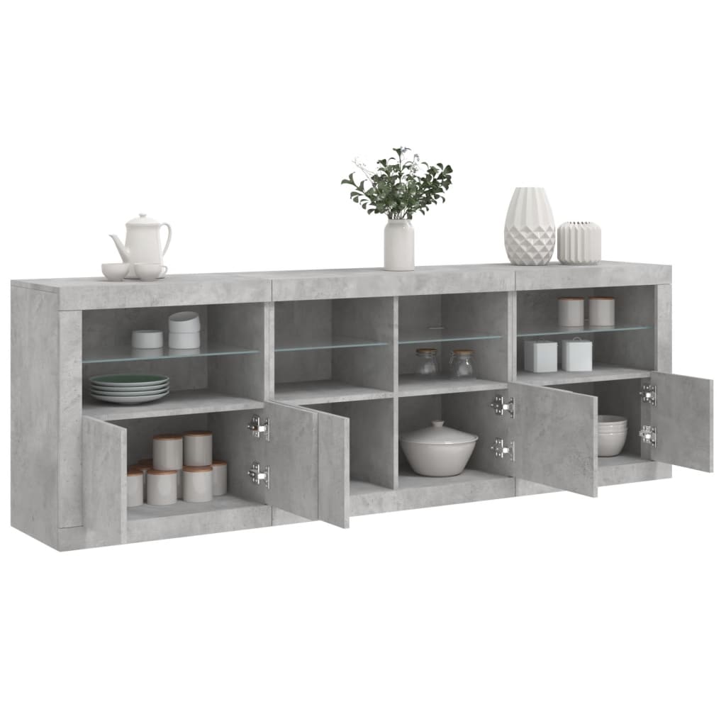 vidaXL Dulap cu lumini LED, gri beton, 202x37x67 cm vidaXL Dulap cu lumini LED, gri beton, 202x37x67 cm