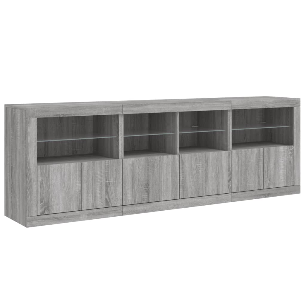 vidaXL Dulap cu lumini LED, gri sonoma, 202x37x67 cm vidaXL Dulap cu lumini LED, gri sonoma, 202x37x67 cm
