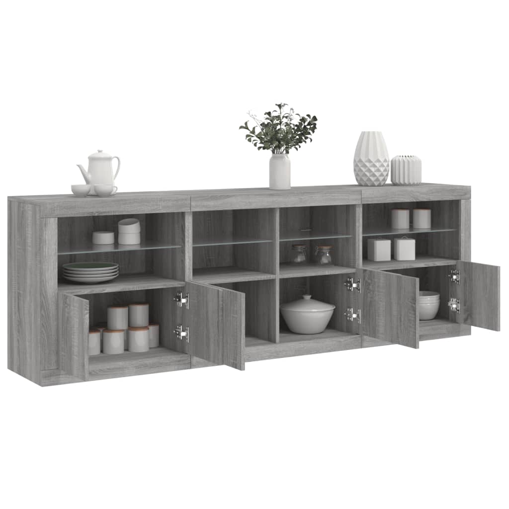 vidaXL Dulap cu lumini LED, gri sonoma, 202x37x67 cm vidaXL Dulap cu lumini LED, gri sonoma, 202x37x67 cm