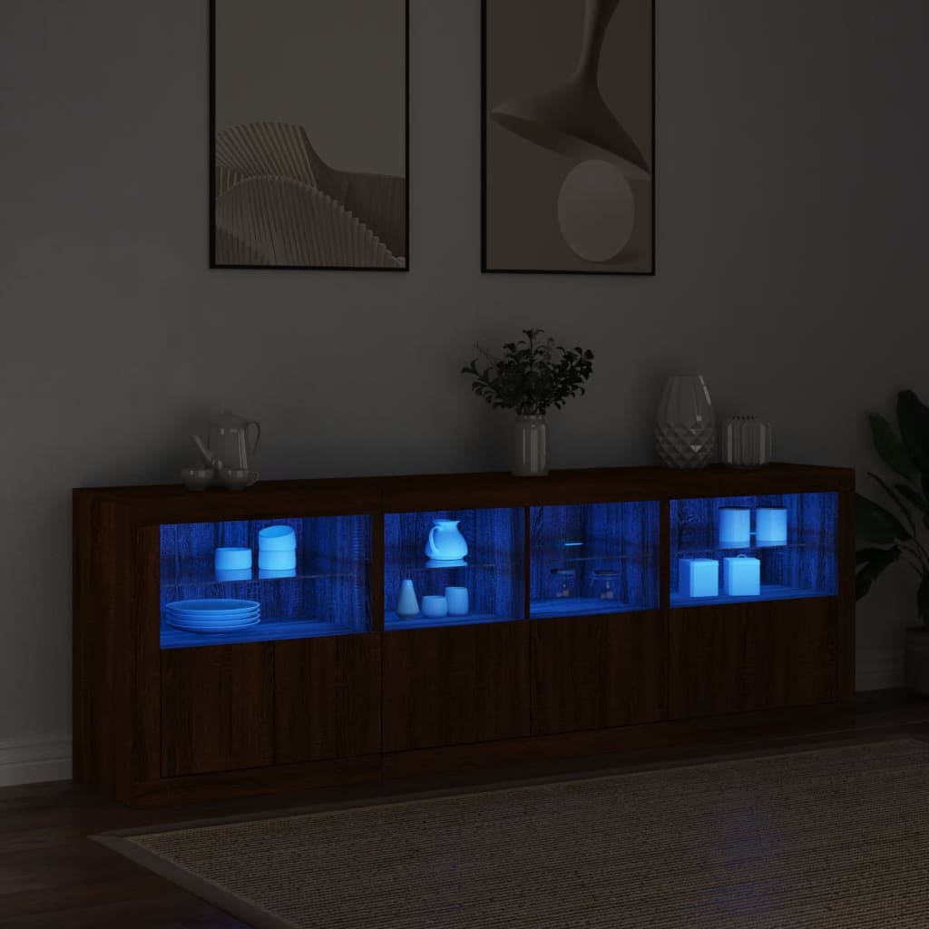 vidaXL Dulap cu lumini LED, stejar maro, 202x37x67 cm vidaXL Dulap cu lumini LED, stejar maro, 202x37x67 cm