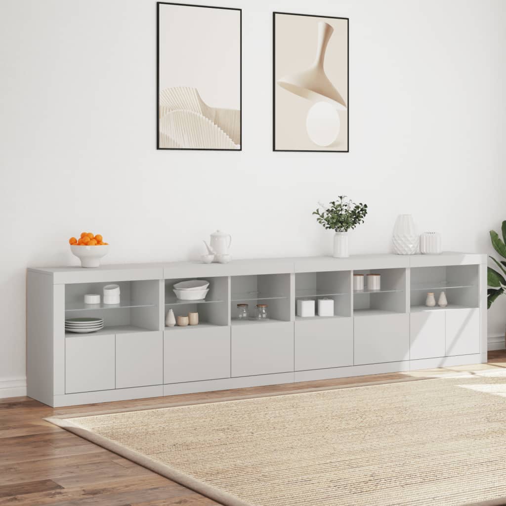 vidaXL Dulap cu lumini LED, alb, 283x37x67 cm vidaXL Dulap cu lumini LED, alb, 283x37x67 cm