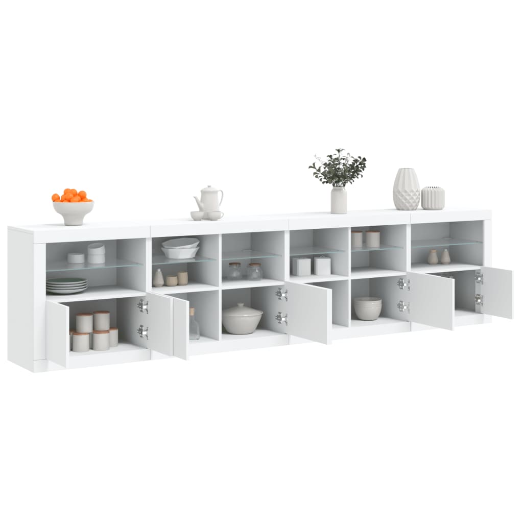 vidaXL Dulap cu lumini LED, alb, 283x37x67 cm vidaXL Dulap cu lumini LED, alb, 283x37x67 cm
