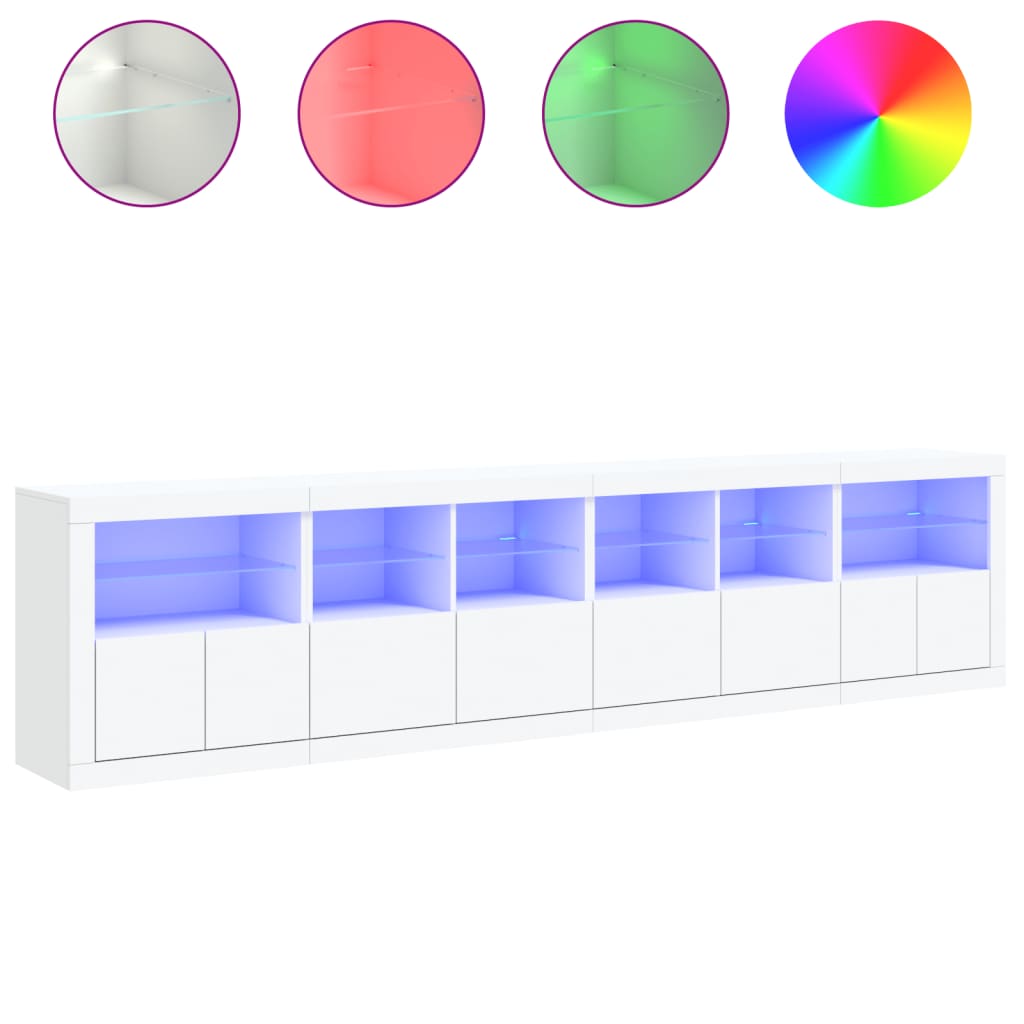 vidaXL Dulap cu lumini LED, alb, 283x37x67 cm vidaXL Dulap cu lumini LED, alb, 283x37x67 cm