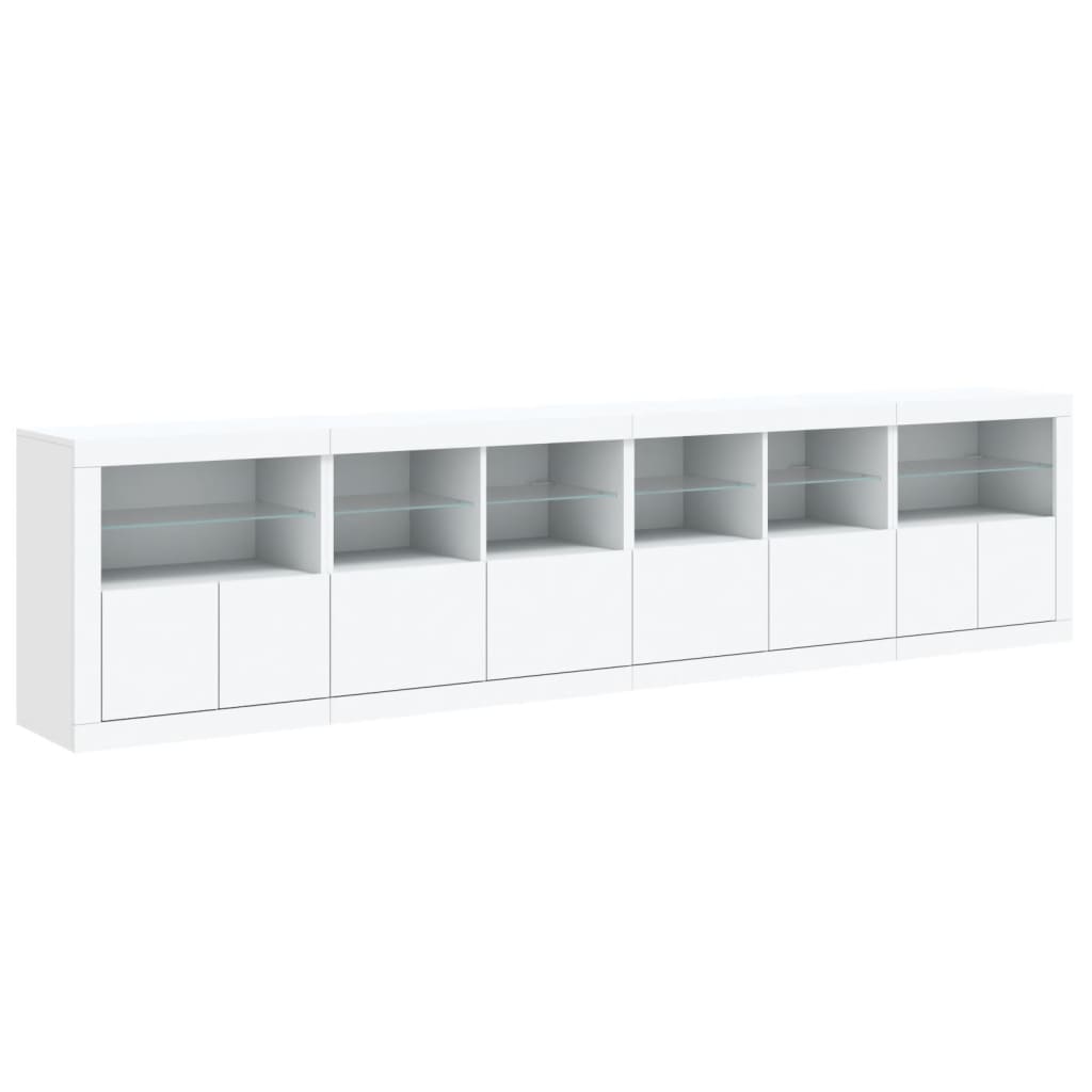 vidaXL Dulap cu lumini LED, alb, 283x37x67 cm vidaXL Dulap cu lumini LED, alb, 283x37x67 cm