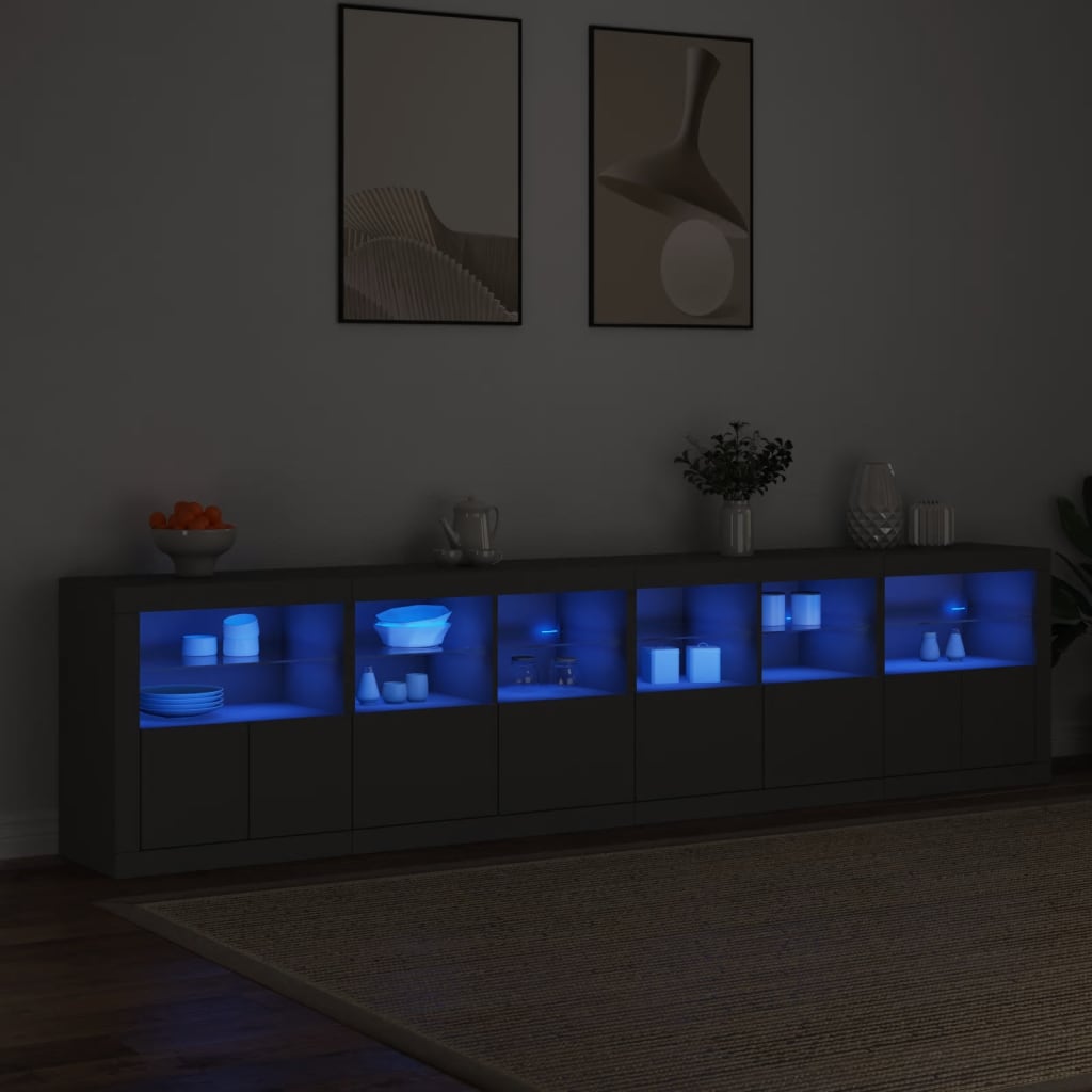 vidaXL Dulap cu lumini LED, negru, 283x37x67 cm