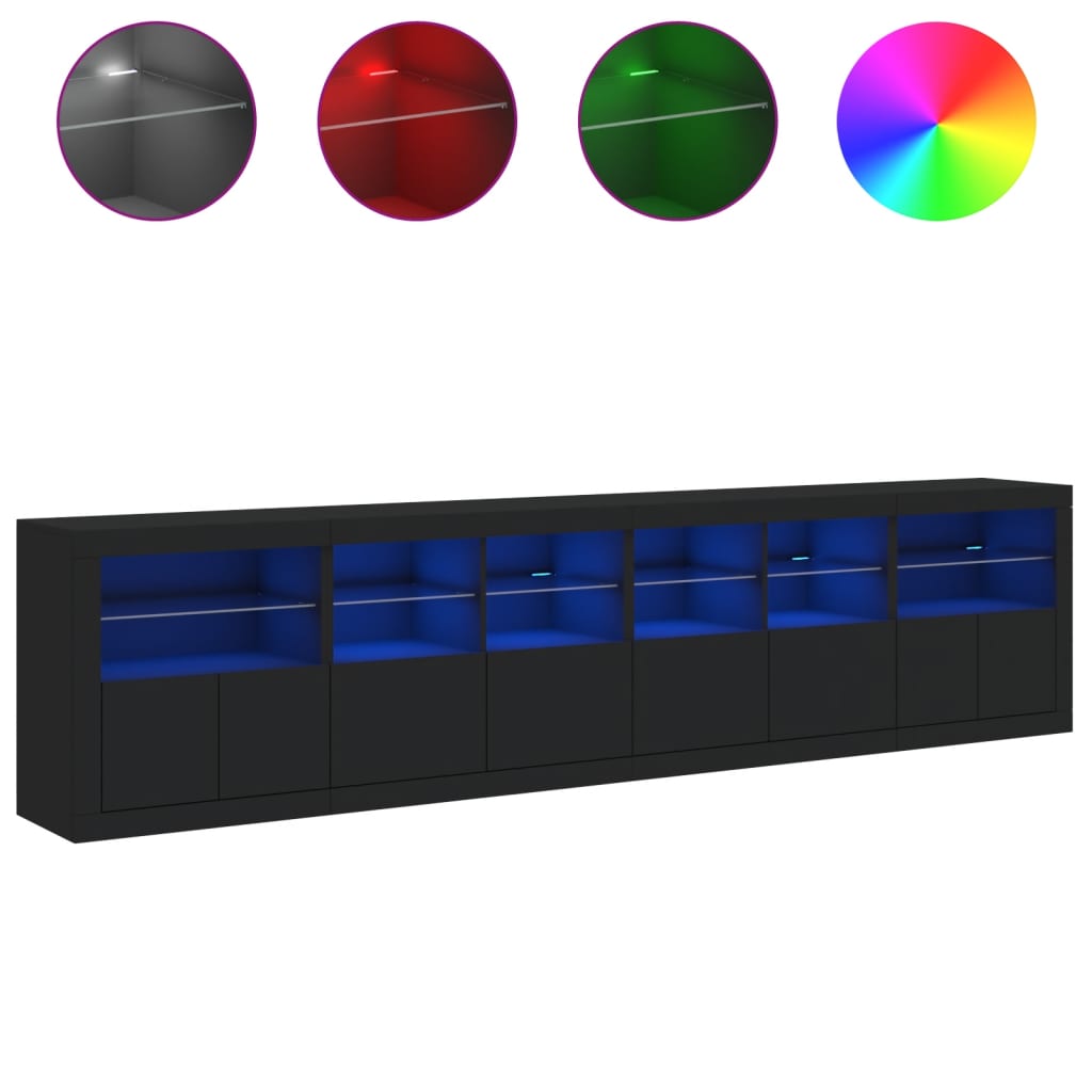 vidaXL Dulap cu lumini LED, negru, 283x37x67 cm