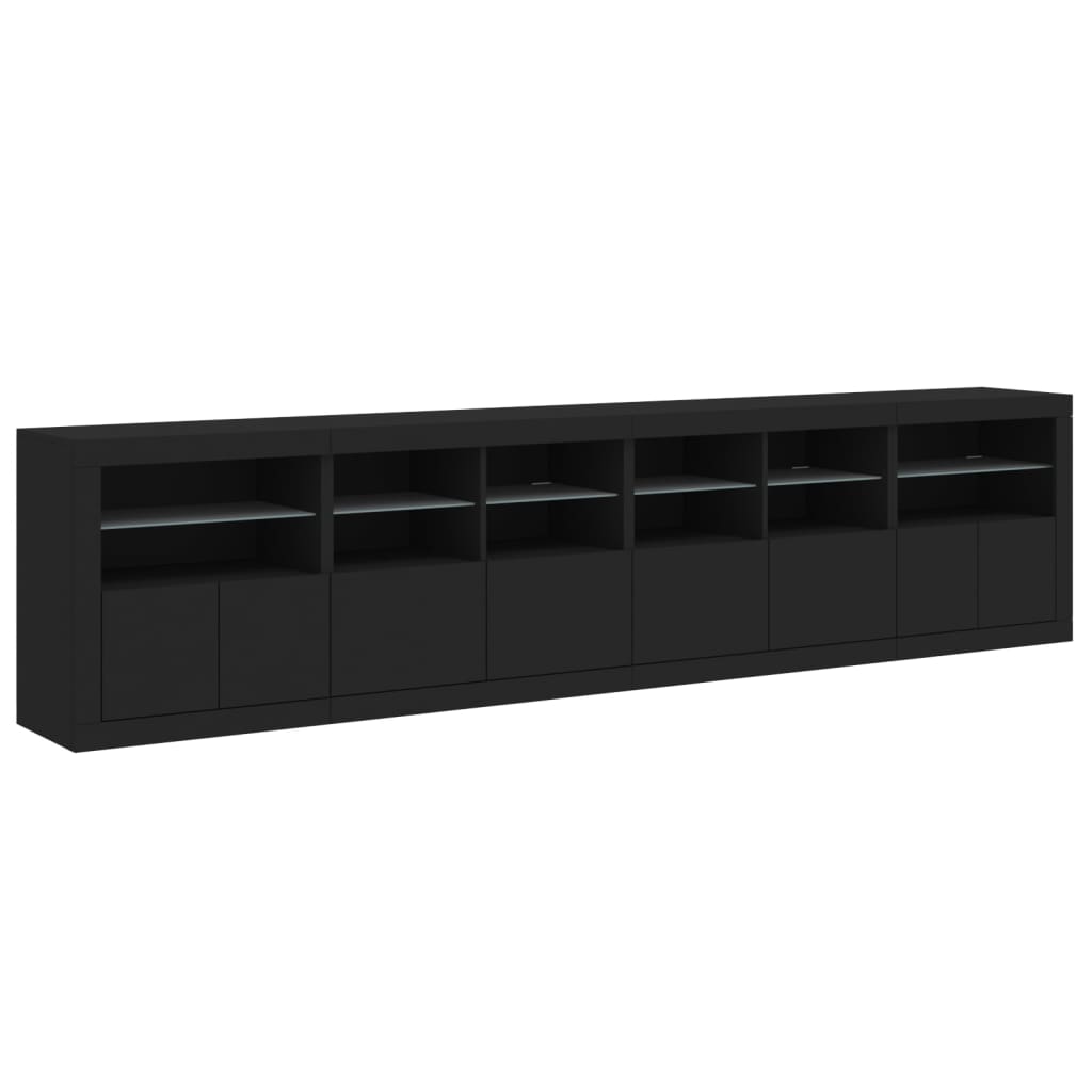 vidaXL Dulap cu lumini LED, negru, 283x37x67 cm