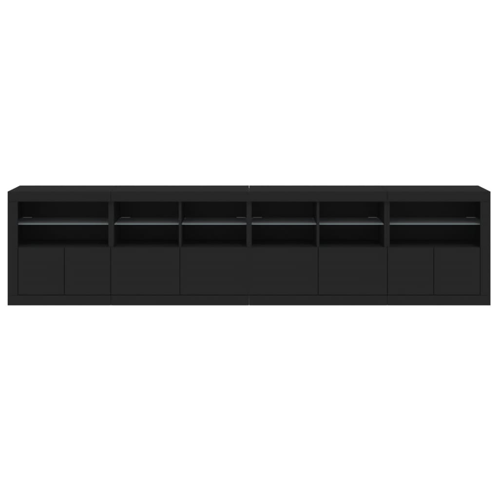 vidaXL Dulap cu lumini LED, negru, 283x37x67 cm