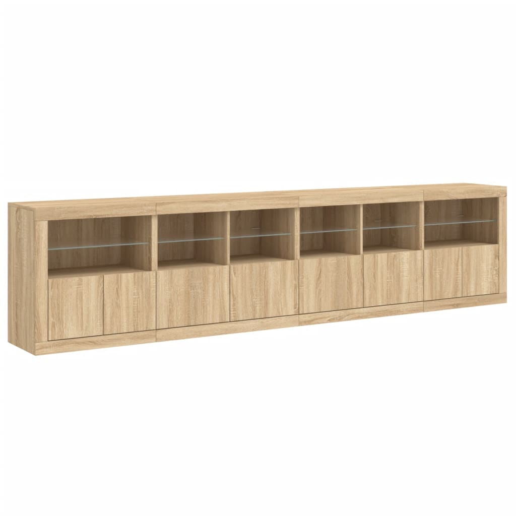 vidaXL Dulap cu lumini LED, stejar sonoma, 283x37x67 cm vidaXL Dulap cu lumini LED, stejar sonoma, 283x37x67 cm