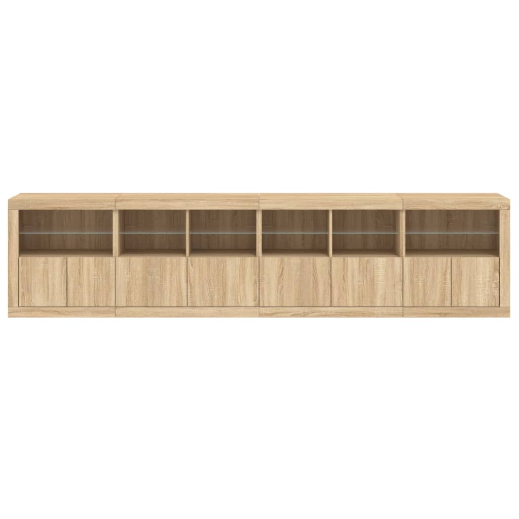 vidaXL Dulap cu lumini LED, stejar sonoma, 283x37x67 cm vidaXL Dulap cu lumini LED, stejar sonoma, 283x37x67 cm