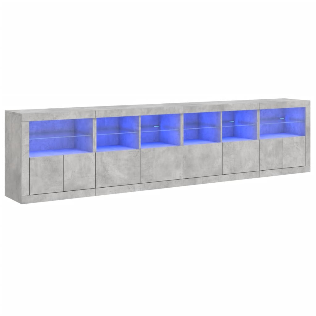 vidaXL Dulap cu lumini LED, gri beton, 283x37x67 cm vidaXL Dulap cu lumini LED, gri beton, 283x37x67 cm