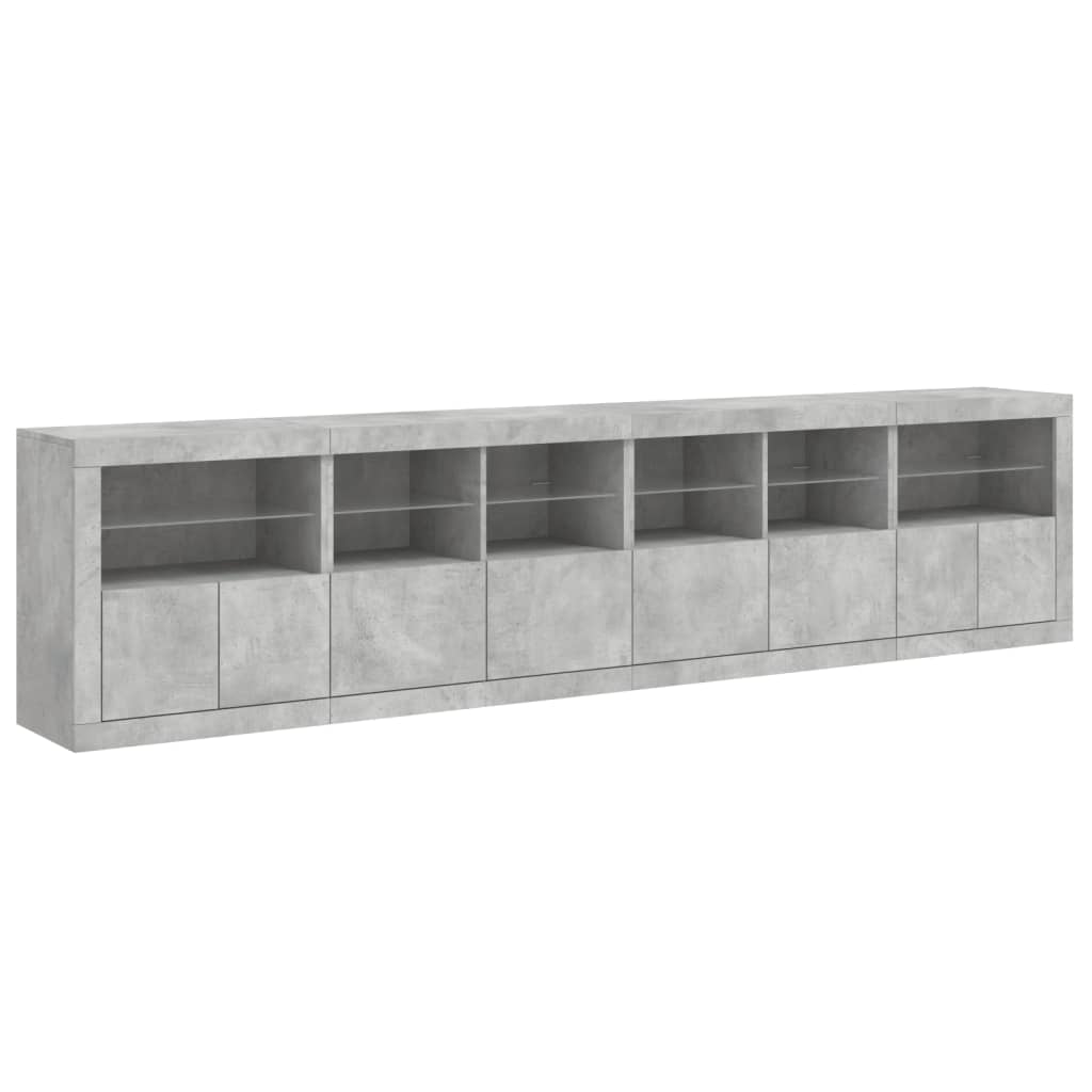 vidaXL Dulap cu lumini LED, gri beton, 283x37x67 cm vidaXL Dulap cu lumini LED, gri beton, 283x37x67 cm