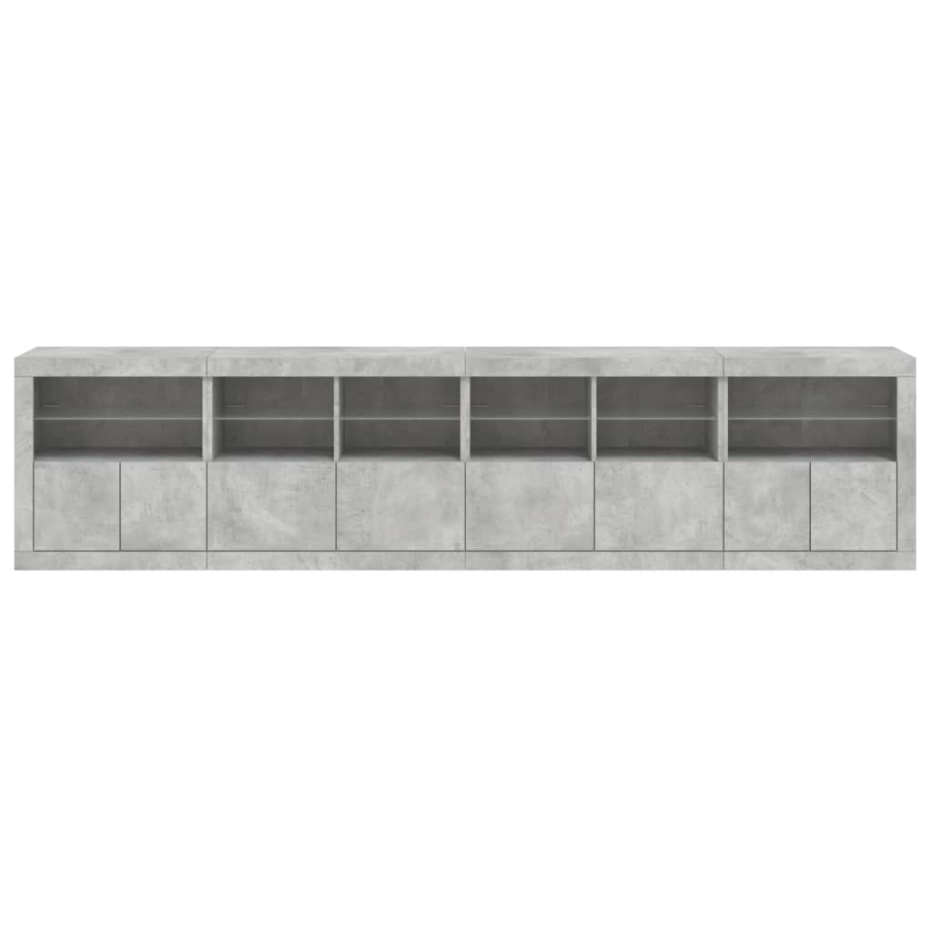 vidaXL Dulap cu lumini LED, gri beton, 283x37x67 cm vidaXL Dulap cu lumini LED, gri beton, 283x37x67 cm