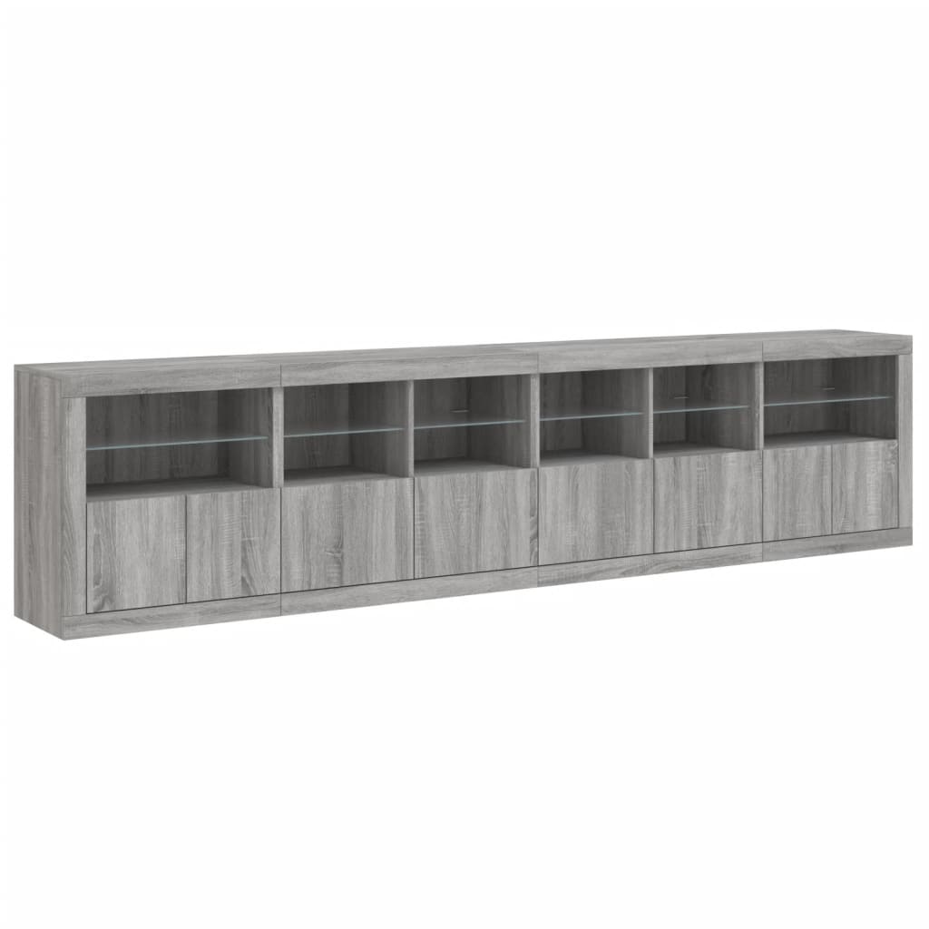 vidaXL Dulap cu lumini LED, gri sonoma, 283x37x67 cm vidaXL Dulap cu lumini LED, gri sonoma, 283x37x67 cm